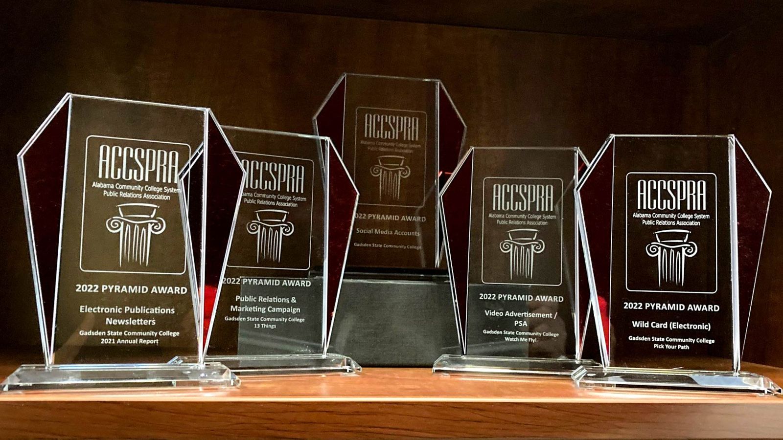 Gadsden State's five first place Pyramid Awards