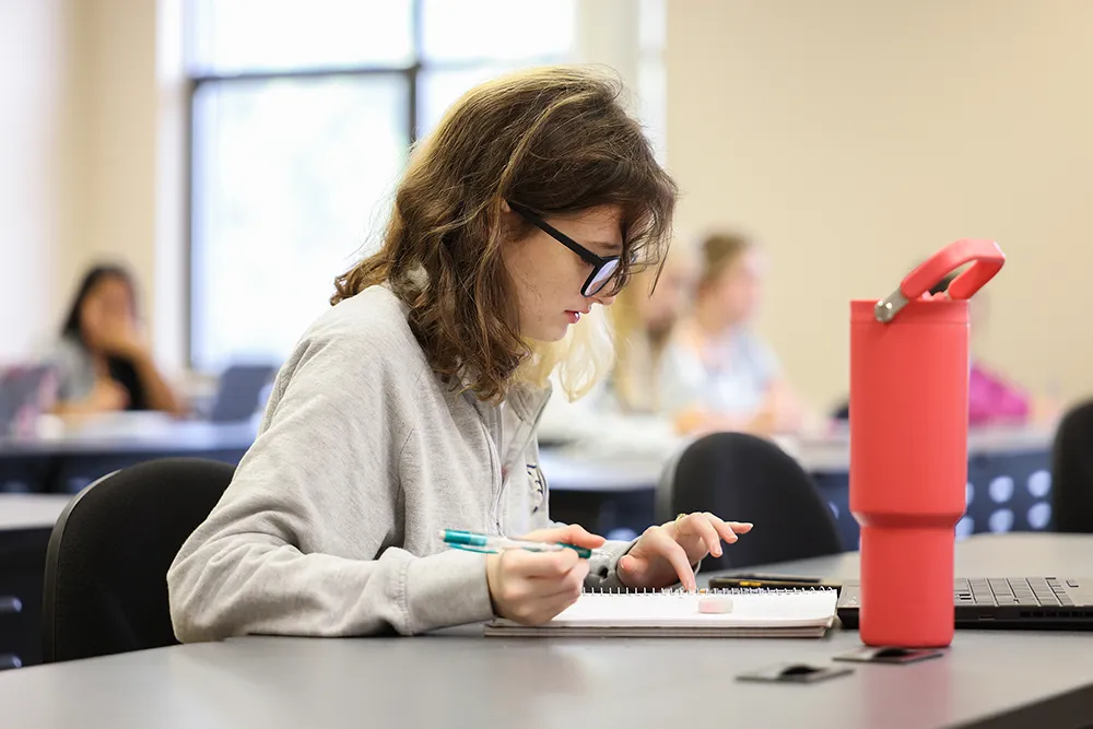 Student in class