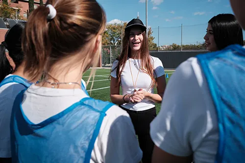 Students outside with instructor
