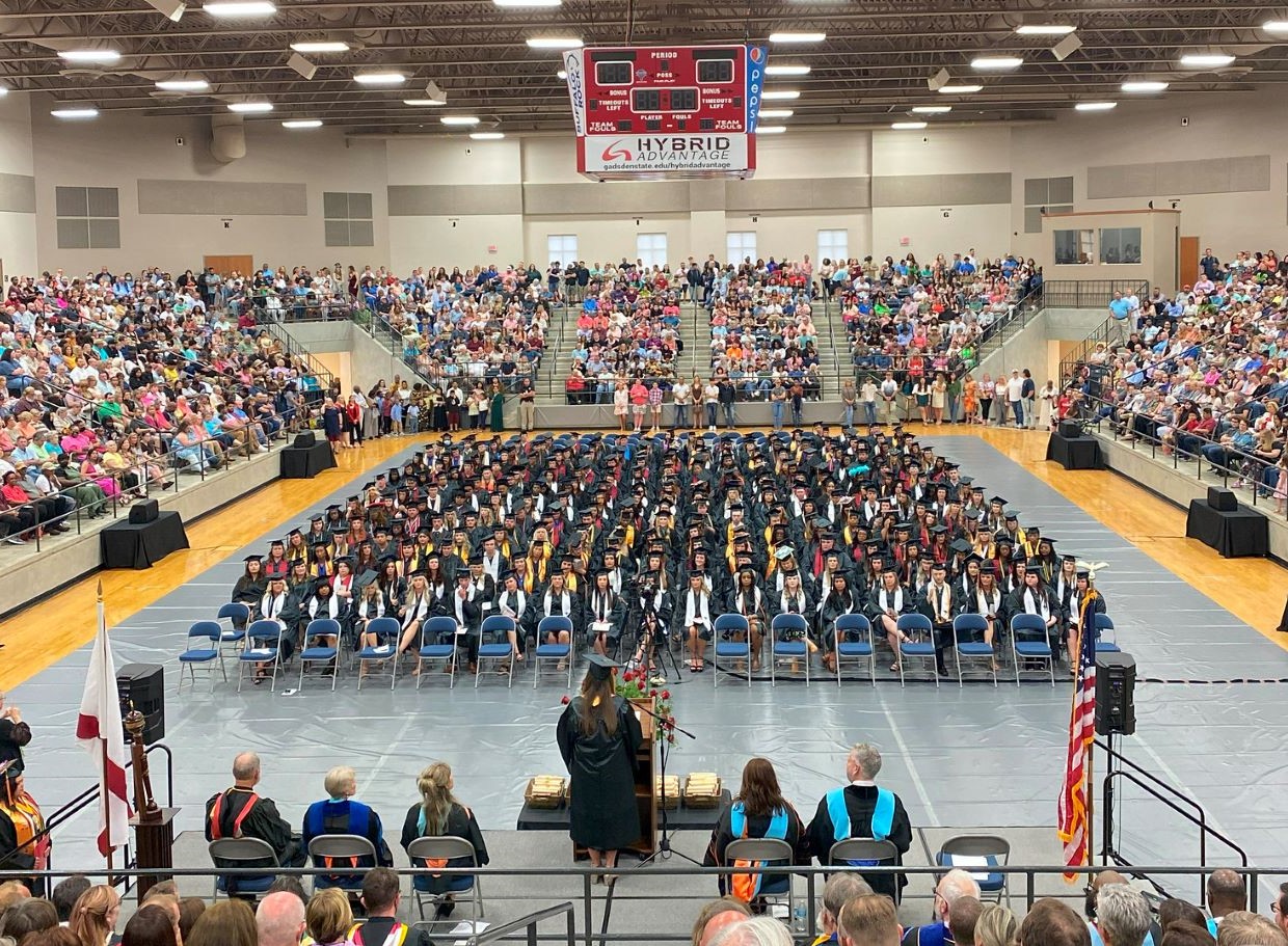 Gadsden State graduates, employees, family and friends filled the Richard Lindsey Arena at Gadsden State Cherokee during the Spring Commencement in May. 